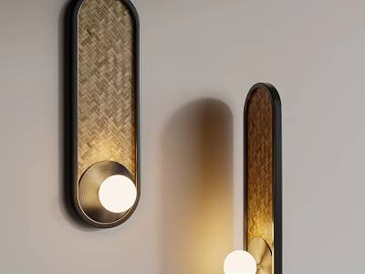 Modern Wall Lamps With Woven Texture Metal Frame Round Bulb And Warm Light 3d model