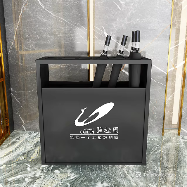 Modern Black Storage Organizer For Stationery With Sleek Design And Logo 3d model 