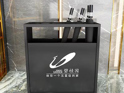 Modern Black Storage Organizer For Stationery With Sleek Design And Logo 3d model