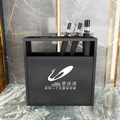 Modern Black Storage Organizer For Stationery With Sleek Design And Logo 3d model
