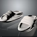 White Open Toe Slippers With Straps Minimalist Design Comfortable Modern Sole 3d model