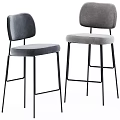 Modern Grey Bar Stools With Black Metal Frame And Comfortable Backrest Design 3d model