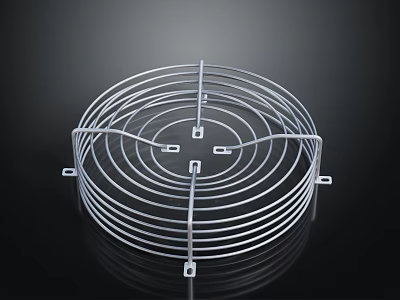 Durable Metal Circular Protective Grill Equipment With Concentric Rings And Brackets 3d model