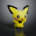 Cute Yellow Game Movie Character With Big Black Ears And Pink Cheeks