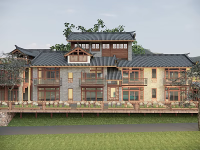 Chinese Homestay Rural Self-built Houses Rural Houses Rural Houses Hotel Homestay Single-family Villa 3d model