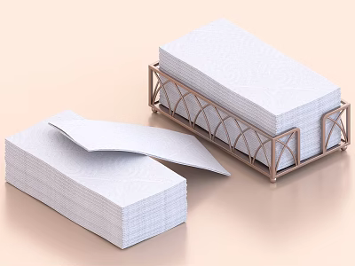 White Paper Towels Stacked In Metal Holder For Household Daily Use 3d model