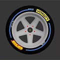 Pirelli Vitality Tire with Silver Five Spoke Wheel Blue Trim and Yellow Label