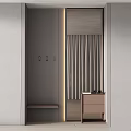 Modern Entryway Hallway With Grey Cabinet Hooks Mirror And Light Brown Side Cabinet