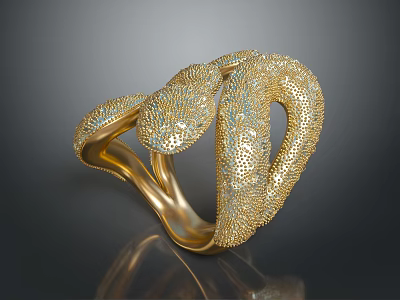 Elegant Golden Bracelet With Intricate Design And Shiny Decorative Details 3d model