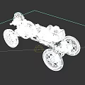 Electric Toy Car With Blue Frame And Orange Wheels Detailed Mechanical Structure