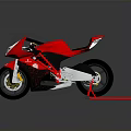 Red Modern Sport Motorcycle With Black Seat And Streamlined Red White Graphics