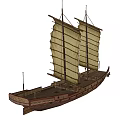 Traditional Wooden Ship Model With Two Sails And Decorative Hull Design
