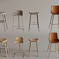 Bar Chair Bar Stool Bar Chair High Stool Backrest Bar Chair Without Armrests 3d model