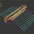 Wooden Boat With Multiple Oars Classic Design Blue Accents And Detailed Structure