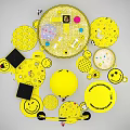 Smiley Face Themed Playground With Interactive Elements People Playing And Yellow Decorations