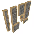 Modern Wall Decor With Wooden Frames And Gray Cubes In Various Sizes 3d model