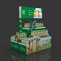 Oriental Leaf Chinese Tea Bottles Display Stack With Zero Sugar Promotion Design 3d model