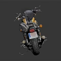 Classic Yellow and Black Cruiser Motorcycle with Chrome Saddlebags Rear Trunk and Retro Design