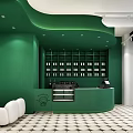 Pinbopo Family Friendly Dessert Shop With White Exterior Green Spherical Decorations And Glass Doors