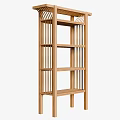 Natural Wooden Storage Shelf With Open Design And Multiple Display Layers For Home Organization
