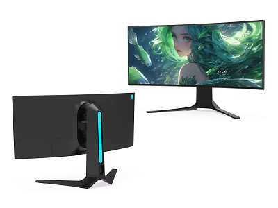 Curved Computer Monitor With Sleek Design Vibrant Display And Ergonomic Stand 3d model