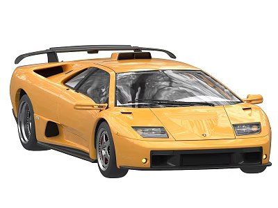 Yellow Sports Car With Sleek Exterior Black Rear Spoiler And Alloy Wheels 3d model