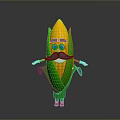 Cartoon Anthropomorphic Corn Character With Eyes Mustache Arms Legs Standing On Gray Background