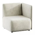 Comfortable Plush Cream Single Sofa With Modern Curved Armrest Design