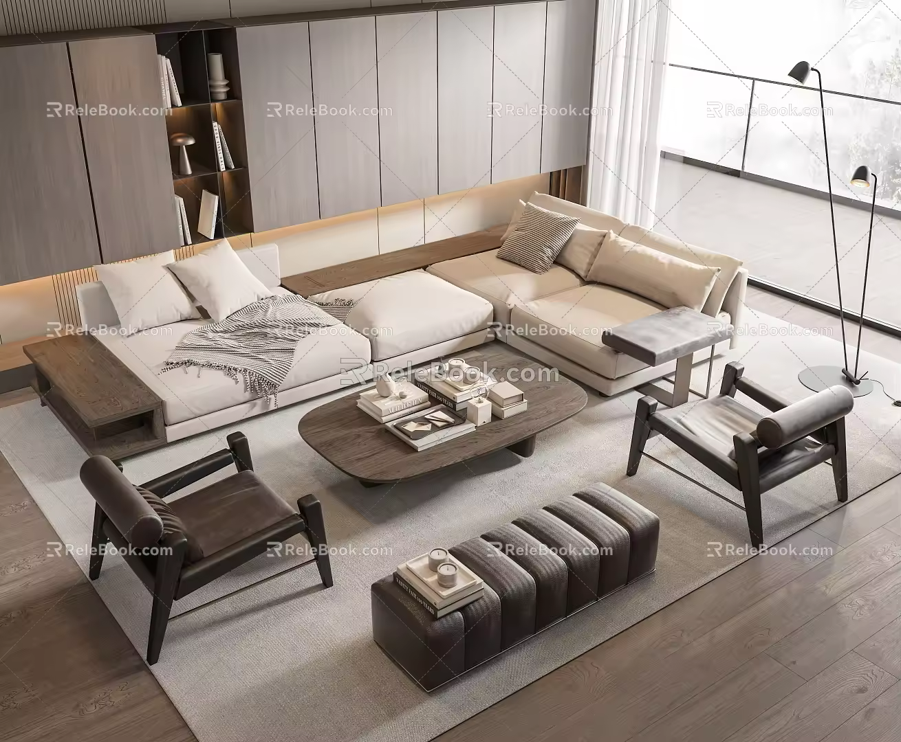 Modern Minotti Sofa Coffee Table Combination 3d model