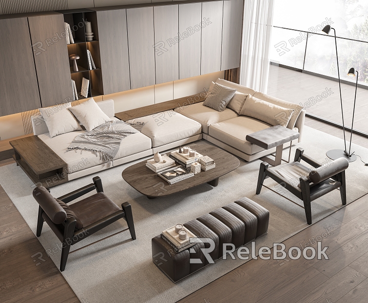 Modern Minotti Sofa Coffee Table Combination model