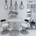 Modern Dining Table With White Seats And Black Metal Frame In Room With Brick Wall Pendant Lights Bookshelves And Green Plant