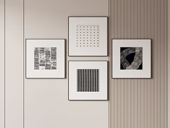 Simple Black and White Hanging Painting 3d model