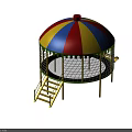 Colorful Dome Playground Equipment With Net Enclosure Yellow Slide Ladder And Yellow Pillars