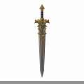Ornate Fantasy Style Sword With Silver Blade And Golden Intricate Decorations