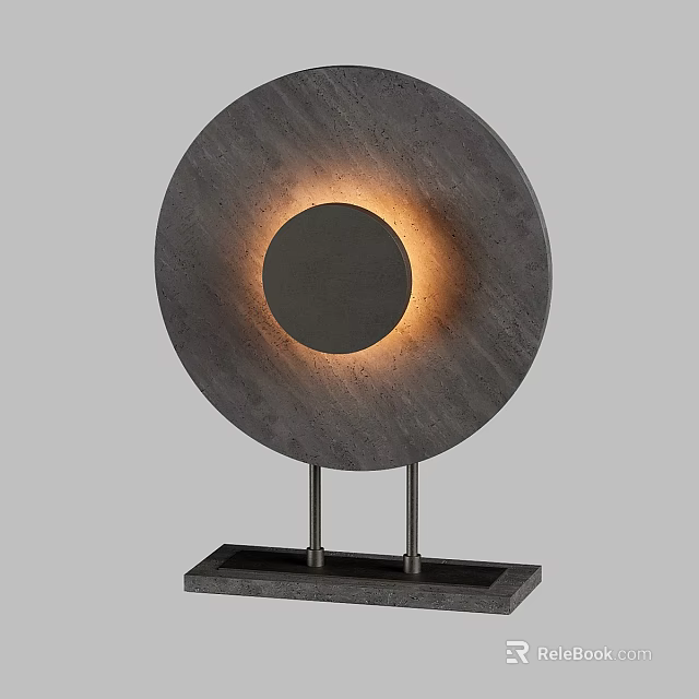 Modern Minimalist Table Lamp With Circular Design Warm Light And Metal Stand 3d model 