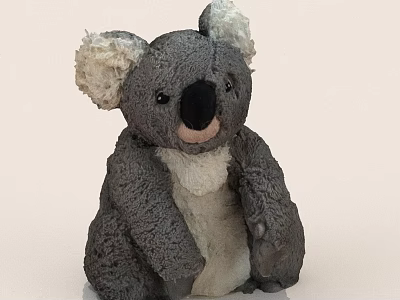 Koala Plush Toy With Gray Body White Ears Soft Stuffed Animal Sitting Pose 3d model
