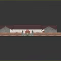 Traditional Chinese Courtyard House Architecture With Red Roof Square Courtyard And Brick Walls