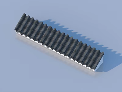 Long Gray Ribbed Strip Structure With Industrial Design And Textured Surface 3d model