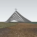 Spiritual Religious Worship Space With Modern Geometric Triangle Design And Natural Light