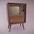 Vintage Television With Wooden Case Woven Panel Retro Design And Stand Legs