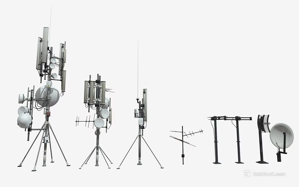 Public Communication Facilities With Various Antennas Metal Supports And Signal Equipment 3d model 