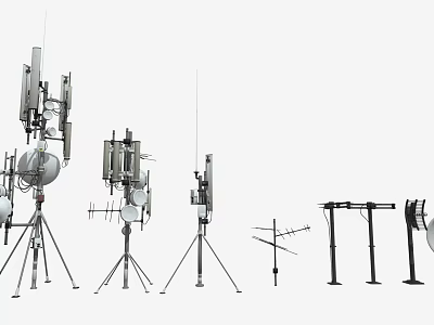 Public Communication Facilities With Various Antennas Metal Supports And Signal Equipment 3d model