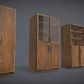 Classic Wooden Wardrobe Collection With Double Doors Glass Panels And Open Shelves