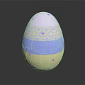 Colorful Decorative Egg Shaped Home Accessory With Geometric Patterns And Purple Dots 3d model