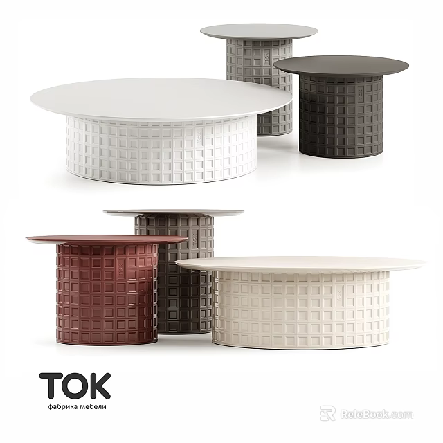 Functional Table With Modern Design And Grid Patterned Cylindrical Base In Various Colors 3d model 