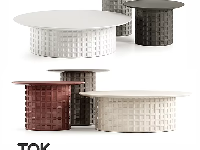 Functional Table With Modern Design And Grid Patterned Cylindrical Base In Various Colors 3d model