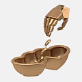 Golden Double Compartment Container With Mechanical Arm Pouring Small Beads