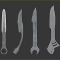 Four Ancient Handcrafted Blades As Vintage Weapon Designs With Metal Handles