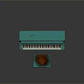 Classic Vintage Turquoise Piano With Matching Stool And Red Cushion Detail