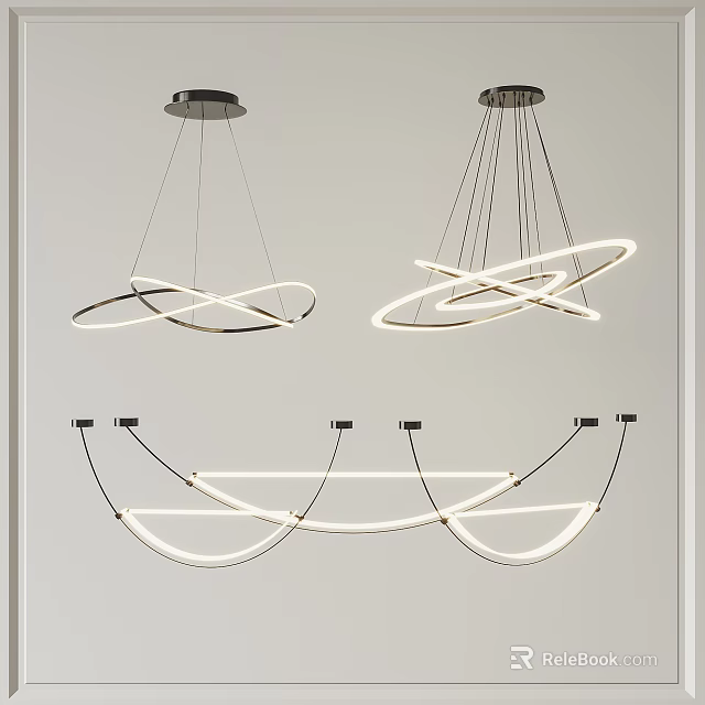 Modern Circular LED Chandelier Designs With Hanging Structure For Interior Decoration 3d model 